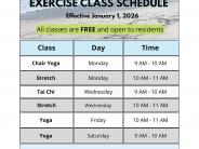 Winter 2026 Exercise Schedule 